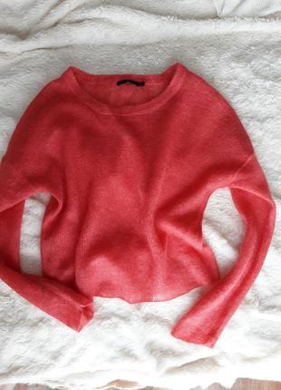 Нежный теплый  мягкий коралловый свитер