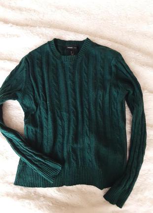 Шерстяной зеленый свитер mango