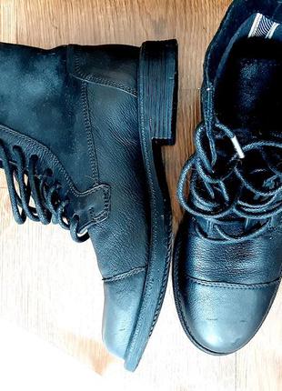 Кожаные черные ботинки со шнурками 36 р levis