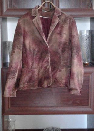 Вельветовий піджак блейзер коричнево-бордового кольору klass c...