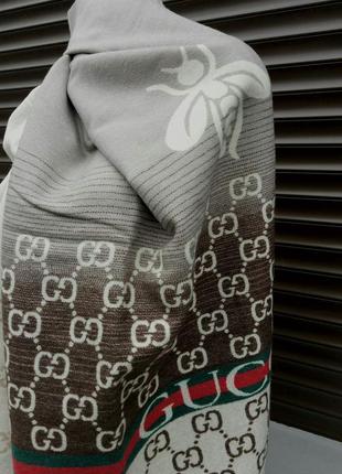 Gucci шарф женский кашемировый теплый бежево коричневый