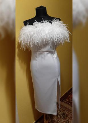 Платье с перьями. платье с боа из перьев страуса