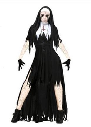 Женский карнавальный костюм монашка, на хэллоуин, платье, хело...