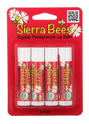 Sierra Bees, органічні бальзами для губ, гранат, 4 штуки