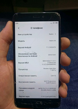 Xiaomi Redmi 4x материнская плата 2/16 100% рабочая без аккаунтов