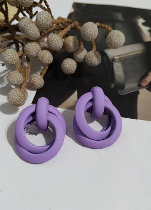 Классные новые сережки пусеты узелки лиловые серьги фиолетовые...