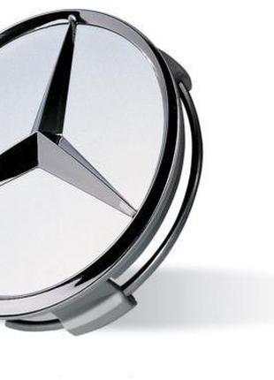 Колпачок на диск серый, звезда хром Mercedes-Benz C/ E/ S/ ML/...