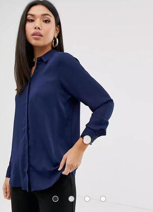 Блуза / шифоновая рубашка asos  темно- синего цвета