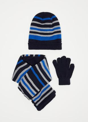 Набор шапка шарф перчатки комплект шапочка шарфик рукавички si...