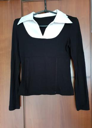 Черный свитер блузка 2 в 1