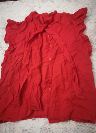 Блузка красная, рубашка с бантиком на пуговицах, кофта