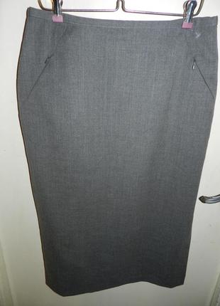 Шикарная,шерстяная 59%,стрейч,офисная юбка-карандаш с карманам...