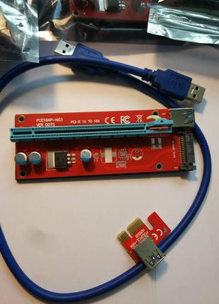 Адаптер райзер Riser Card VER007S PCI-E extender 60см USB 3.0