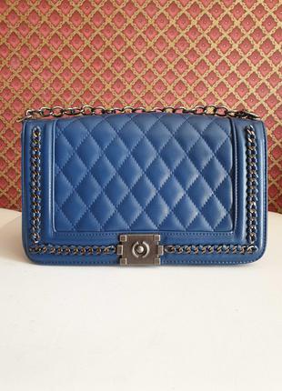 Новая Синяя сумка клатч Шанель Chanel