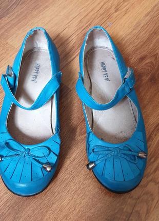 Блакитні дитячі шкіряні туфлі Р 34