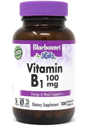 Витамин B1 100 мг, Vitamin B1, Bluebonnet Nutrition, 100 вегет...