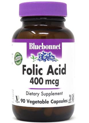 Фолієва кислота 400 мг, Folic Acid, Bluebonnet Nutrition, 90 в...