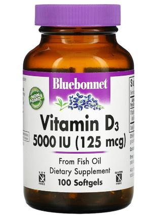 Витамин D3 5000IU (125 мкг), Vitamin D3, Bluebonnet Nutrition,...
