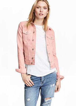 Крутая женская розовая джинсовая куртка от h&m. denim jacket-l...
