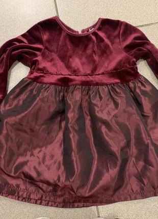 Нарядное велюровое платье для девочки 12-18 мес.