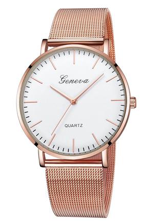 Женские часы Geneva Classic steel watch розовое золото (уценка)