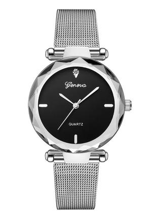 Женские часы Geneva Shine silver black, Жіночий наручний годин...