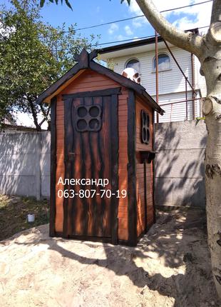 Деревянный туалет под старину ( дачный, из дерева, для дачи )