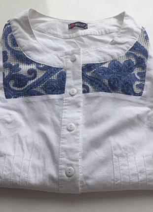 Необычная натуральная белая блуза bisoy с ажурными вставками