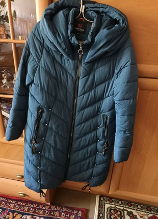 Пальто,пуховик,куртка, синяя, зима