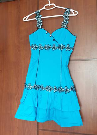 Голубое платье сарафан подросток