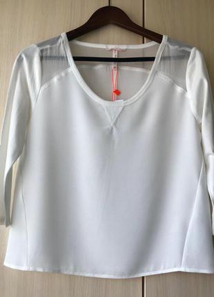 Белая блуза с прозрачной вставкой Bershka / M