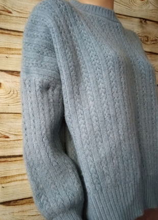 Теплый женский свитер батал оверсайз голубой 54-56.