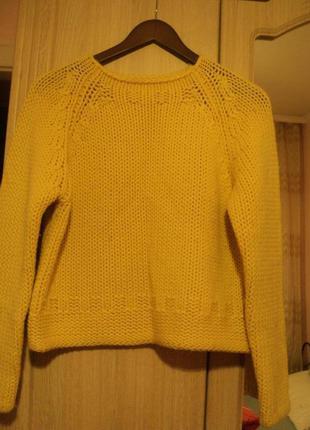 Желтый пуловер- оверсайз.в составе шерсть