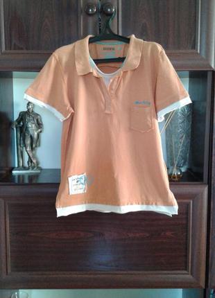 Оранжевая хлопковая винтажная футболка backswing