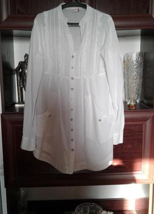Белая хлопковая блузка рубашка с длинным рукавом германия