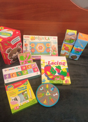 Игры для малышей, домино, мозаика, кубики