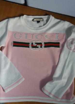Gucci оригинал трикотажный джемпер, кофта 98-104 цвет зефира