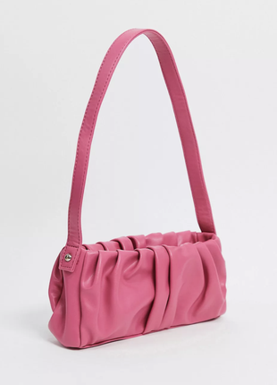 Ярко-розовая сумка на плечо в стиле 90-х со сборками asos design