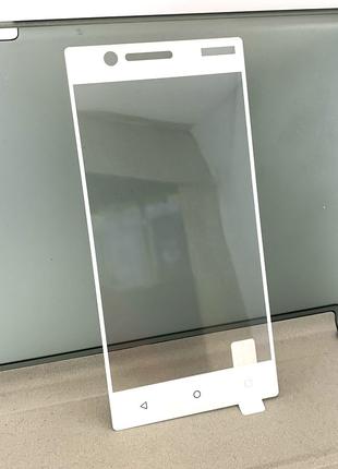 Защитное стекло на Nokia 3 противоударное 5D Full Glue Wite белое