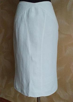 Valentino винтажня брендовая белая юбка-карандаш  лён