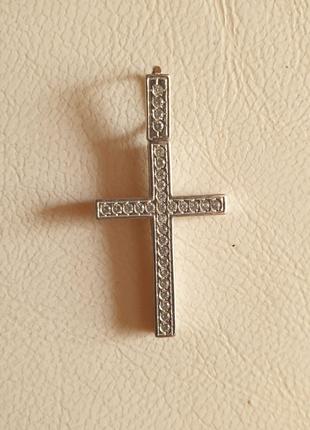 Новый серебро крест крестик в камнях