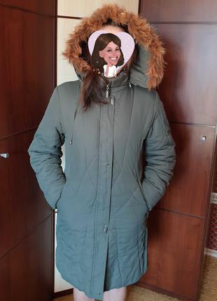 Зимнее тёплое пальто с мехом подросток