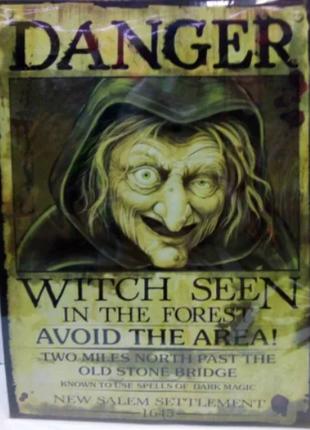 Плакат Баба Яга Ведьма Danger ABC