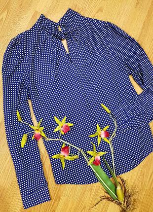 Шифоновая блуза dorothy perkins  воротник стоичка  синий принт