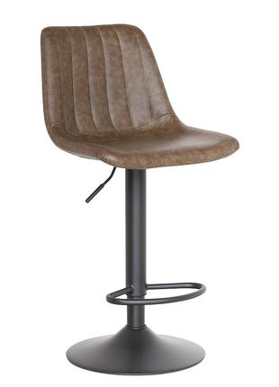 Барный стул высокий Кастор, ножка черная, сиденье коричневое