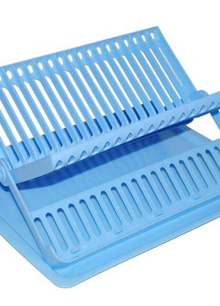 Сушарка пластикова для посуду розкладна (20тар.) блакитна ТМ К...