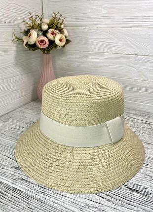 Женская солнцезащитная соломенная шляпа слауч светло-бежевая с...