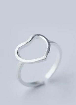 Кольцо серебро 925 покрытие колечко сердце минимализм