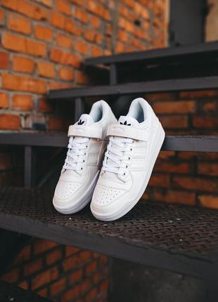 Кожаные, стильные, белые кроссовки adidas forum | шкіряні крос...