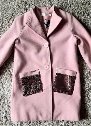 Пальто рожеве на дівчинку кашемір розм.140
